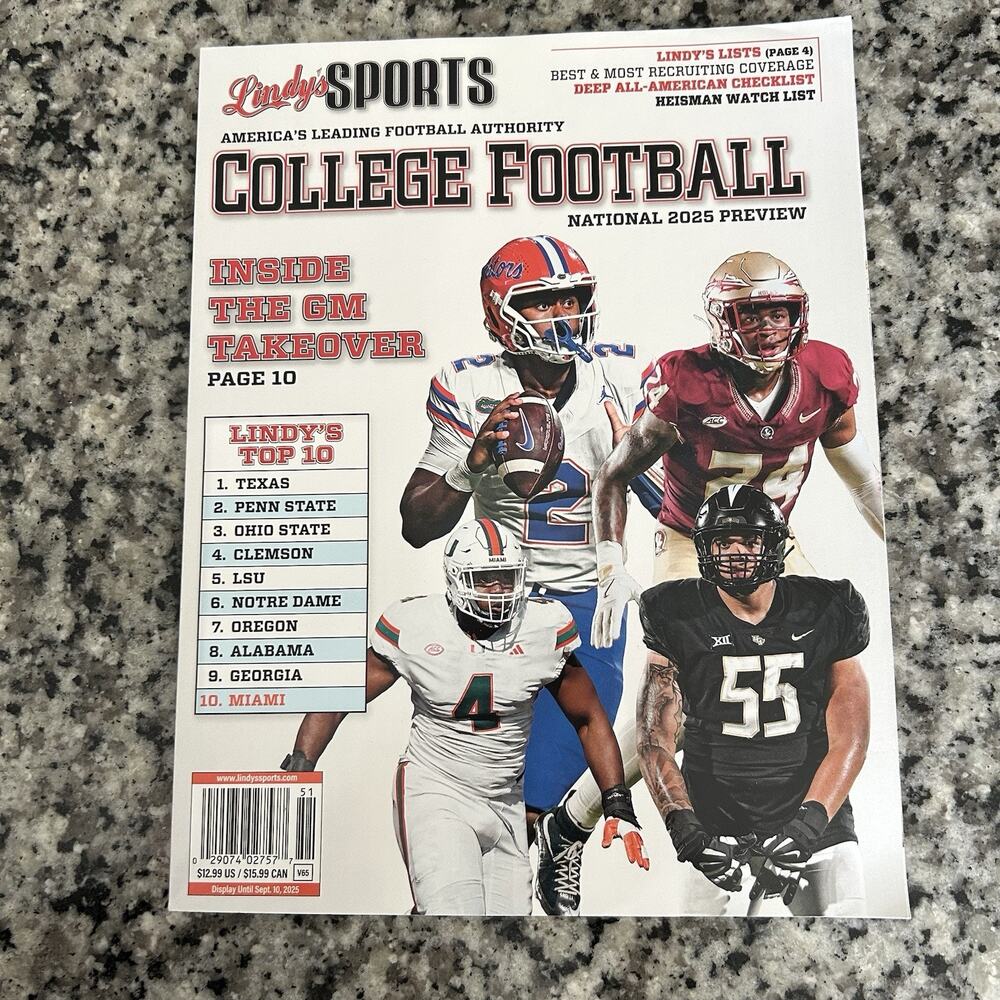 LINDY'S SPORTS MAGAZINE - COLLEGE FOOTBALL NATIONAL 2025 PREVIEW